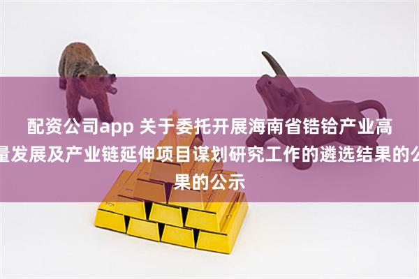 配资公司app 关于委托开展海南省锆铪产业高质量发展及产业链延伸项目谋划研究工作的遴选结果的公示