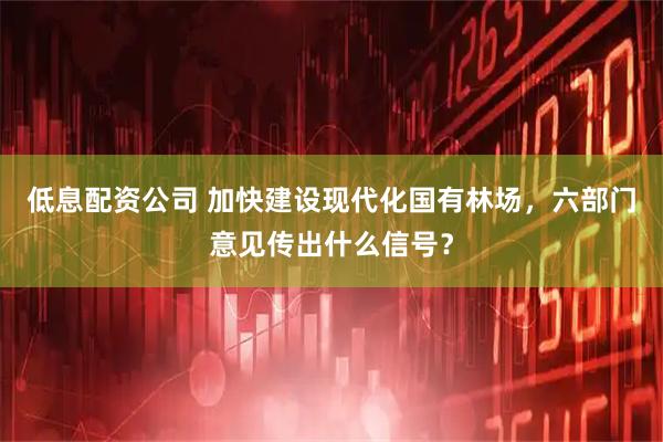 低息配资公司 加快建设现代化国有林场，六部门意见传出什么信号？