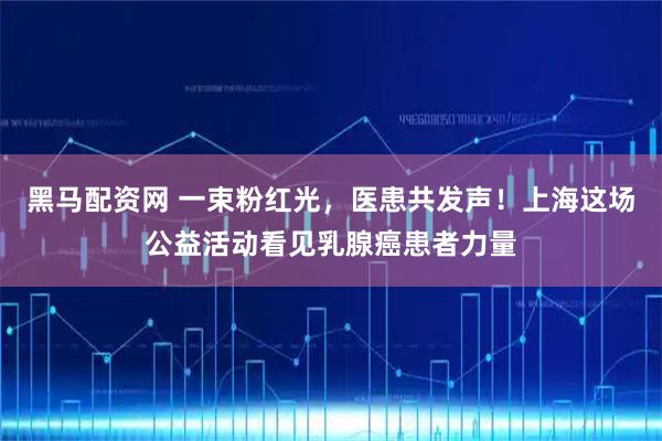 黑马配资网 一束粉红光，医患共发声！上海这场公益活动看见乳腺癌患者力量